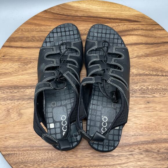 ECCO Sandals Womens Size 9 /40 Black Open Toe Slingback Casual Comfort Walking - Picture 5 of 10